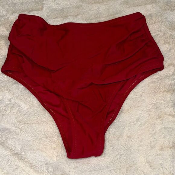 Zaful maroon red tummy control bikini bottoms | Sz S - Picture 2 of 5